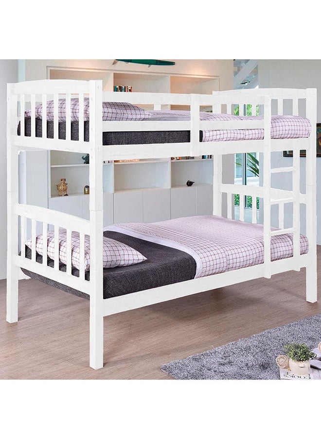 DANUBE HOME سرير هنري مزدوج الطابق، إطار سرير فردي خشبي قوي ومتين بتصميم عصري، أبيض 90×190 سم  - Image 1