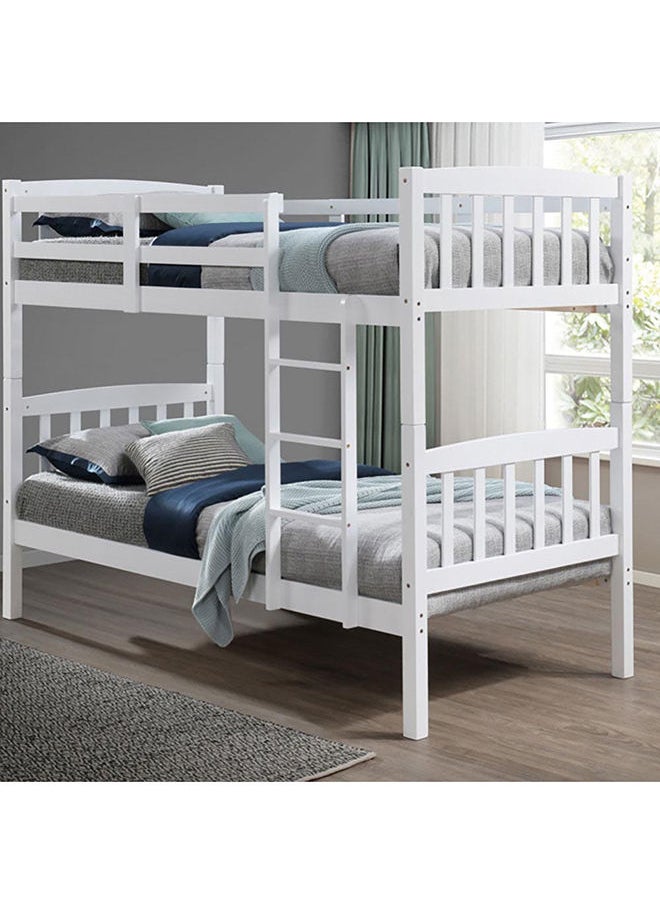 DANUBE HOME سرير هنري مزدوج الطابق، إطار سرير فردي خشبي قوي ومتين بتصميم عصري، أبيض 90×190 سم  - Image 2