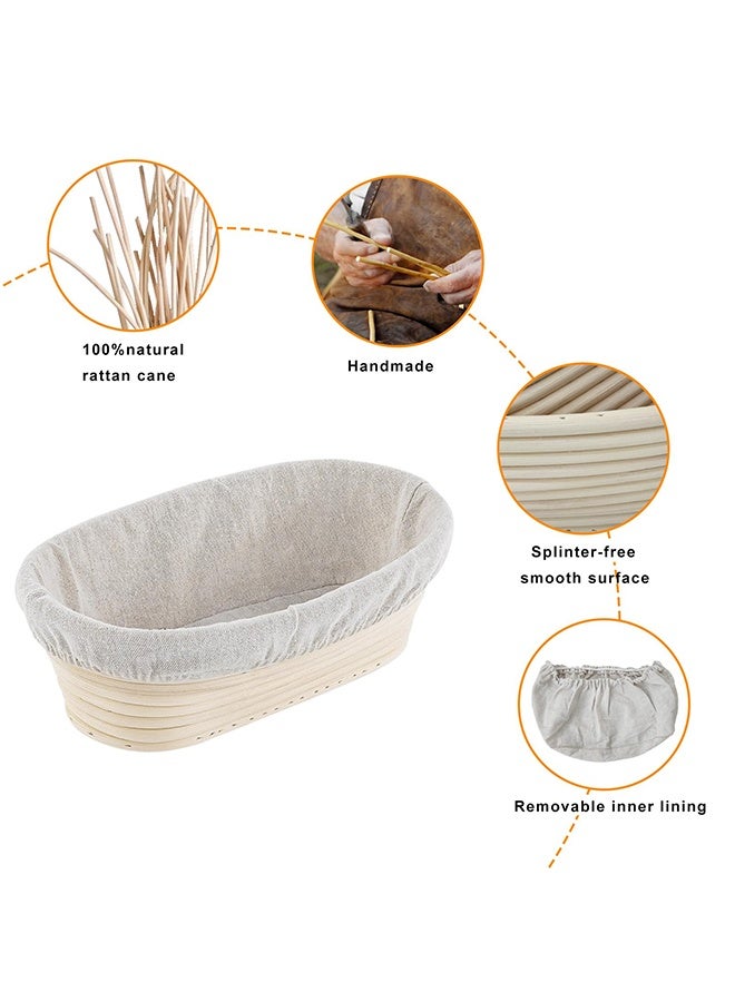 Arabest 2 Pack 10 inch Banneton Proofing Basket Set, Sourdough Bread Proofing Basket Baking Dough Bowl with Cloth Liner for Home Bakers Oval (Beige) - Image 4