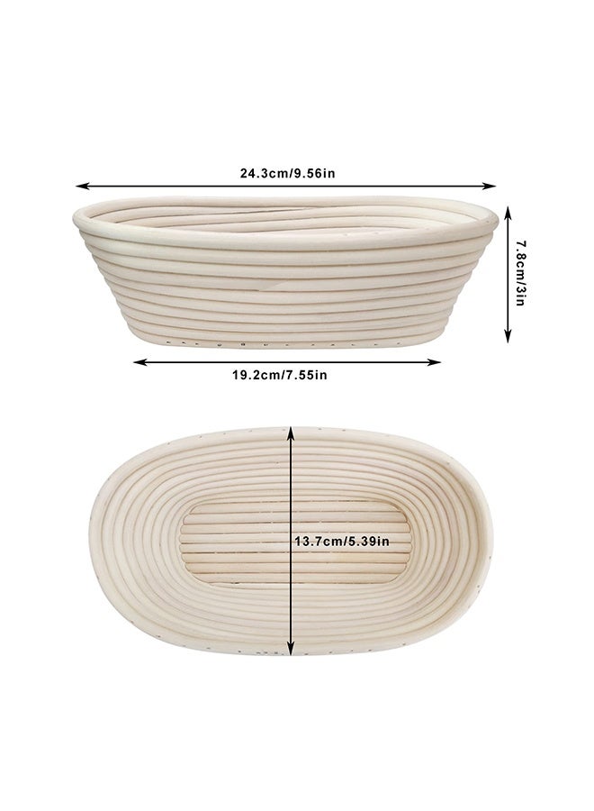 Arabest 2 Pack 10 inch Banneton Proofing Basket Set, Sourdough Bread Proofing Basket Baking Dough Bowl with Cloth Liner for Home Bakers Oval (Beige) - Image 2