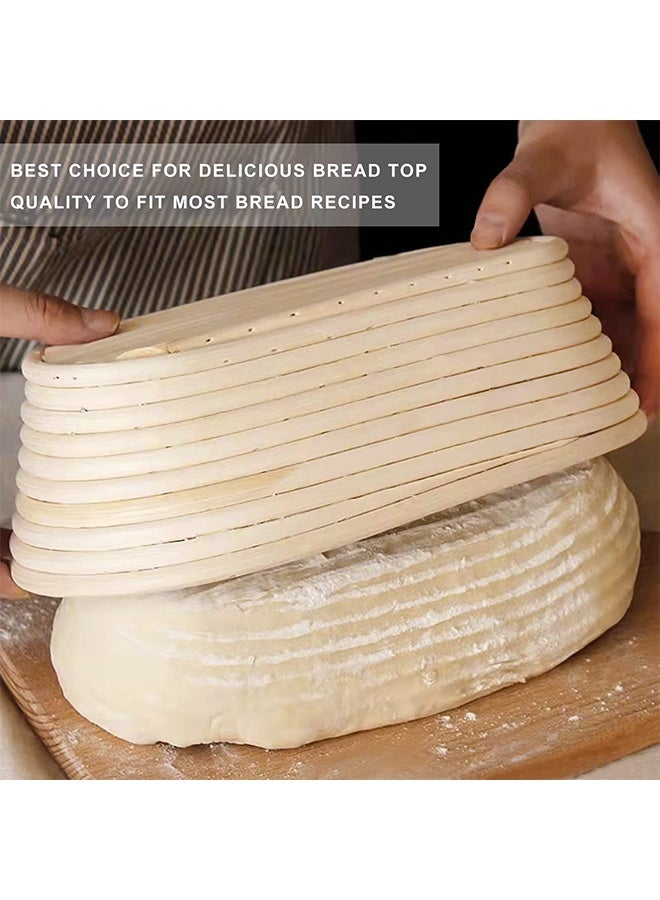 Arabest 2 Pack 10 inch Banneton Proofing Basket Set, Sourdough Bread Proofing Basket Baking Dough Bowl with Cloth Liner for Home Bakers Oval (Beige) - Image 5