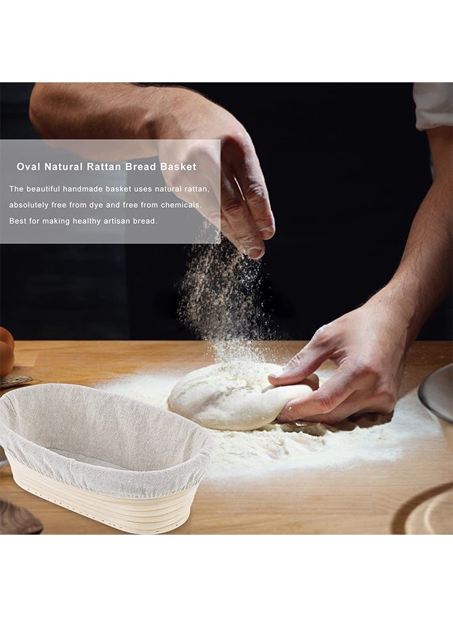 Arabest 2 Pack 10 inch Banneton Proofing Basket Set, Sourdough Bread Proofing Basket Baking Dough Bowl with Cloth Liner for Home Bakers Oval (Beige) - Image 3