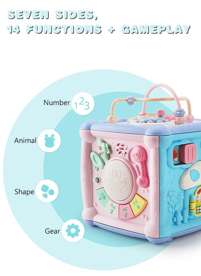 GROIC 7 In 1 Multifunction Activity Cube Rechargeable Polyhedron Early Educational Toy with Light and Sound  - Image 5