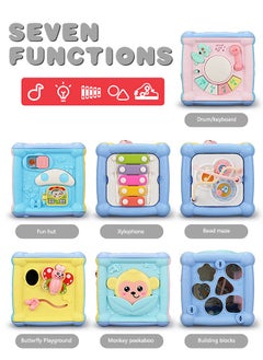 GROIC 7 In 1 Multifunction Activity Cube Rechargeable Polyhedron Early Educational Toy with Light and Sound  - Image 2