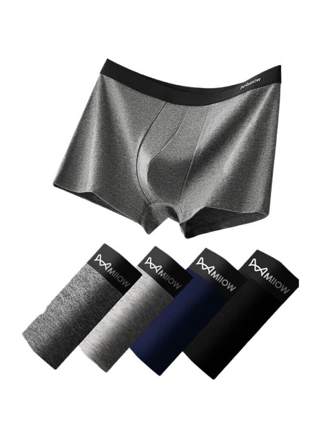 MIIOW ملابس داخلية للرجال، شورت بوكسر قطن نقي، حرير مودال، منطقة فخذ مضادة للبكتيريا، شورتات مريحة للرجال، 4 أزواج، 5XL - Image 1