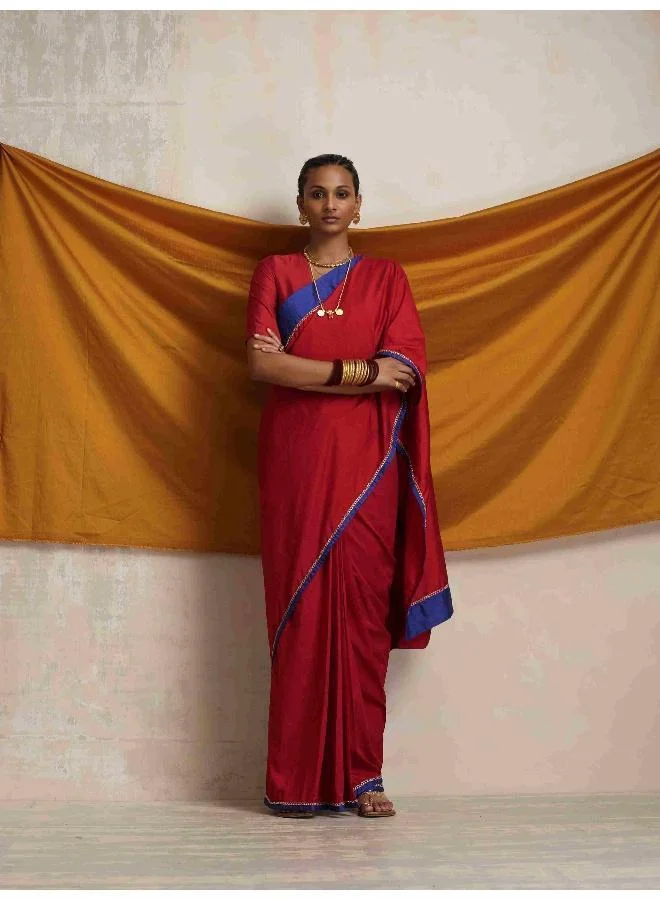 ترو برونز trueBrowns Red Silk Ready To Wear Saree