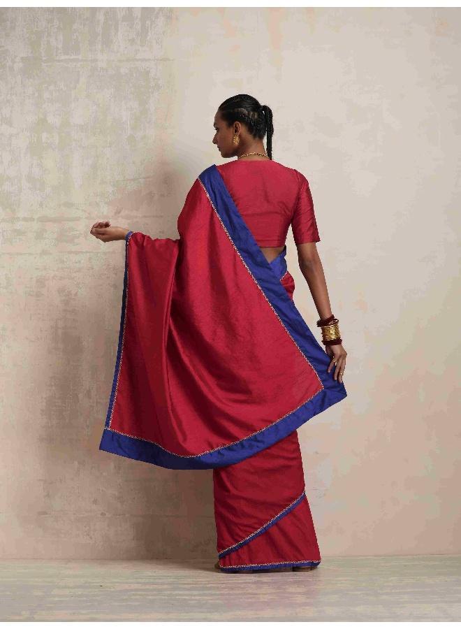 ترو برونز trueBrowns Red Silk Ready To Wear Saree - Image 5