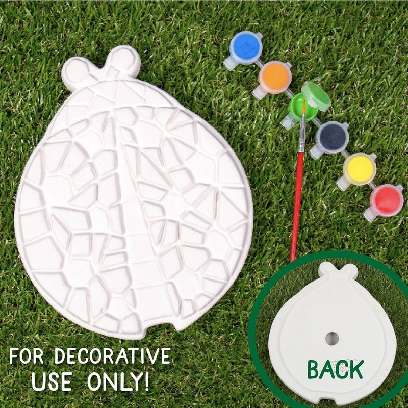 Creative Roots Mosaic Ladybug Stone, Includes 7-Inch Ceramic Stepping Stone & 6 Vibrant Paints, DIY Garden Stepping Stone Kit for Kids Ages 6+ - Image 2