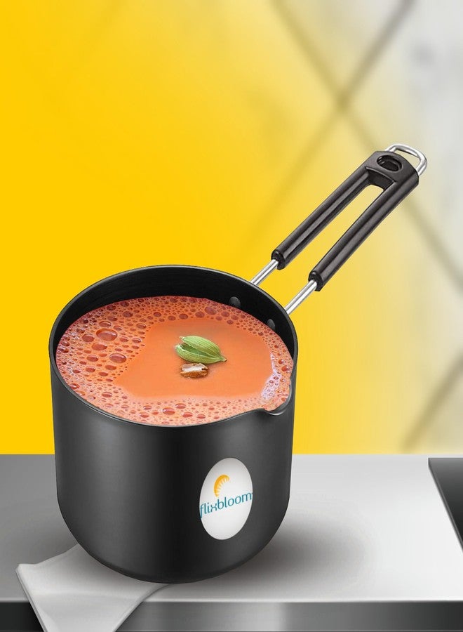 Flixbloom Special Hard Anodised Black Sauce Pan |Non Reactive, Non Toxic, & Non staining Food Grade Surface | 3.25mm Thick for Uniform Heating| Riveted Handle| Induction Friendly (1.2 Litre Utensil) - Image 1