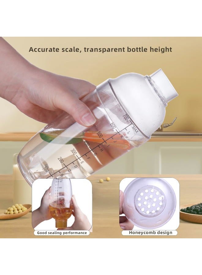 WELKOR Plastic Bar Cocktail Shaker with Measuring Jigger Set,Hand Drink Mixer Boba Tea Shaker Cup with Scales,Bar Tool Transparent Protein Bottle (350ML) - Image 5