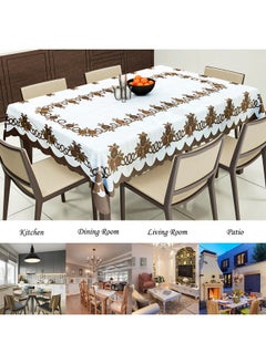 Kuber Industries Kuber Industries Cotton Floral Print Waterproof Attractive Dining Table Cover|Tablecloth for Home Decorative, 60x90 Inch (Cream Brown)  - Image 5