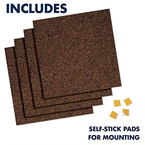 Quartet Cork Tiles, Bulletin Board Cork Panels 12" x 12" x 3/8", Dark Brown, 4 Pack (101) - Image 5