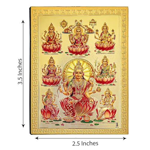 Hawai Gold Plated Waterproof Acrylic Sheet Printed Ashta Lakshmi Fridge Magnet | Home Decor Item for Refrigerator, Locker,Office Cabinet |Size-3.5x2.5 inch|SFDI00252_PKT_Magnet - Image 4
