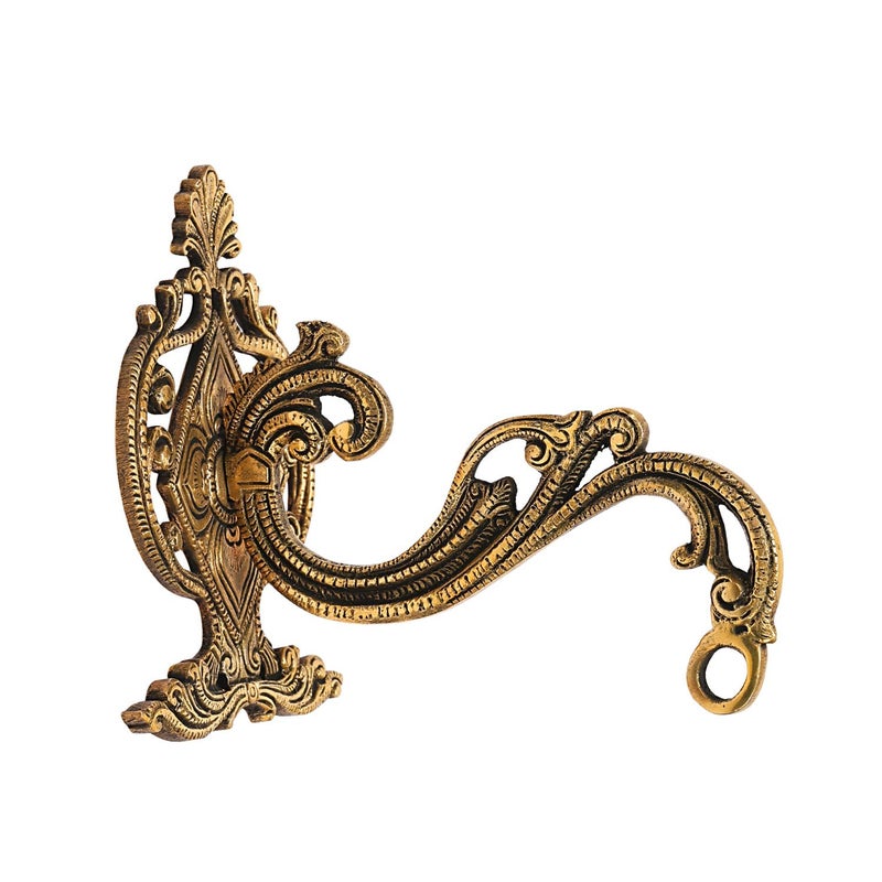 Kartique Kartique Brass WallMount Hook Holder for Hanging Diya Bells Lanterns Planters and Wind Chimes Durable 6Inch Metal Hanger with Ornate Design  - Image 1