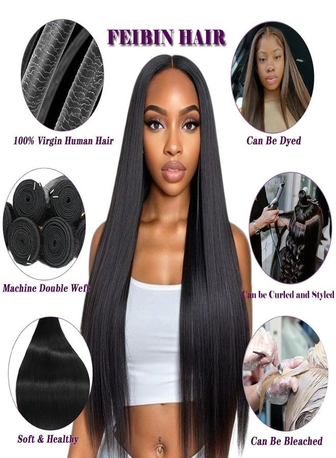 feibin Straight Human Hair Bundles 20 20 20 Inch Trippy Hair Bundles Human Hair 100% Brazilian Unprocessed Raw Hair Bundles Weft Weave Bundles Human Hair Extensions For Black Women Natural Color - Image 2