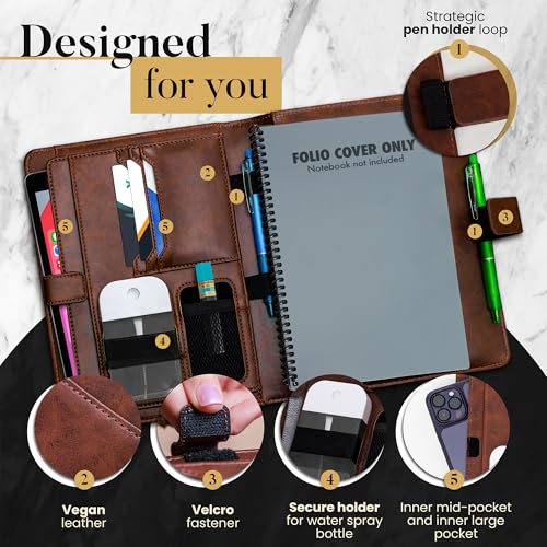 Trailblaze Premium Folio Cover Compatible with Rocketbook, Hobonichi Cousin, Stalogy and Midori MD Planners (Chestnut Brown, Large (Letter)) - Image 3