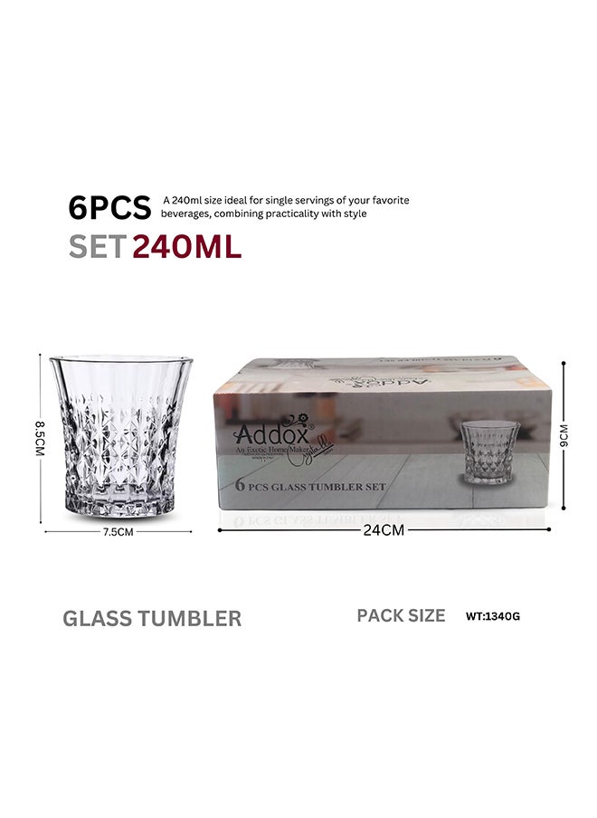 Feelings Feelings 6 Pcs Glass Tumbler Set By Addox Premium Drinking Glasses 240Ml  - Image 2