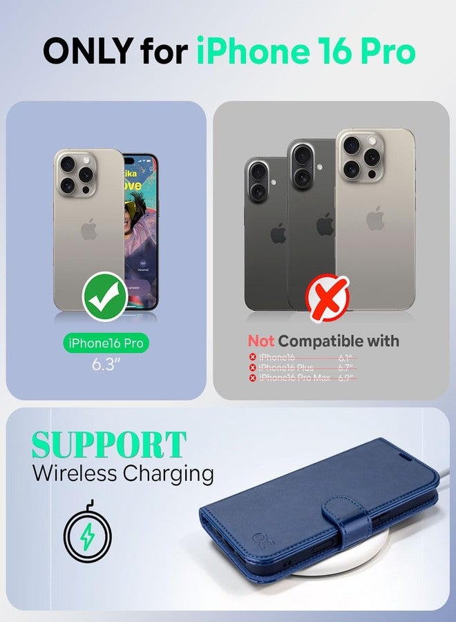 OCASE for iPhone 16 Pro Case, PU Leather Wallet, Magnetic Flip Folio Cover with RFID Blocking, Card Holders, Shockproof TPU, and Kickstand for 6.3 Inch iPhone 16 Pro (2024), Blue - Image 2