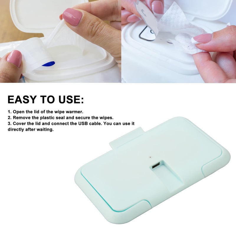 Betued Wipes Dispenser, Portable Baby Wipe Warmer, Baby Wet Wipes Dispenser, Heating Constant Temperature USB Wipe Warm Dispenser Light or Home Car Travel Wipe Warmer, Baby Wipe Warmer - Image 4