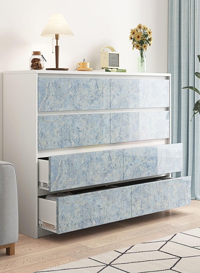 Wallercity Glossy Abstract Cream Blue Marble Contact Paper for Countertops Thick Waterproof Shiny Marble Wallpaper for Kitchen Backsplash 15.8''x236'' Self Adhesive Countertop Vinyl Wrap for Table Top - Image 5