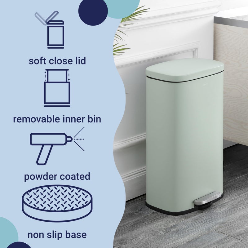 happimess HPM1011H Curtis 8-Gallon Step-Open Trash Can, Fingerprint Resistant, Modern, Minimalistic for Home, Kitchen, Laundry Room, Office, Bedroom, Bathroom, Pistachio Gelato - Image 3