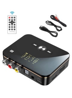 SYOSI SYOSI Bluetooth Audio Receiver Adapter, Bluetooth 5.0 Audio Receiver Transmitter with Remote Control/Audio Cable/Charging Cable, Audio Wireless Receiver for Sound System/Phones/Tablets/Headphone/Car  - Image 1