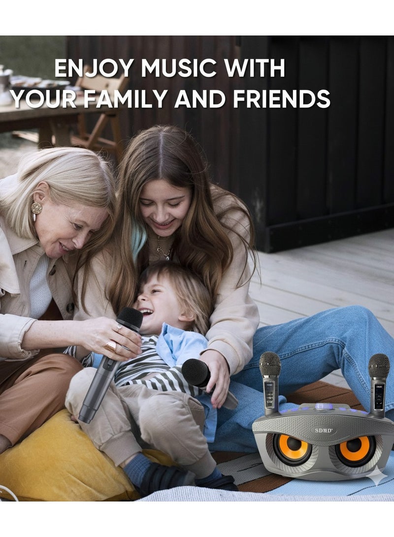 SDRD Karaoke Machine with 2 Wireless Microphones, Portable Karaoke Machine for Adults & Kids,Karaoke Microphone with PA System,Karaoke Speaker Supports for TWS,USB,FM,REC,AUX in,TF Card - Image 3