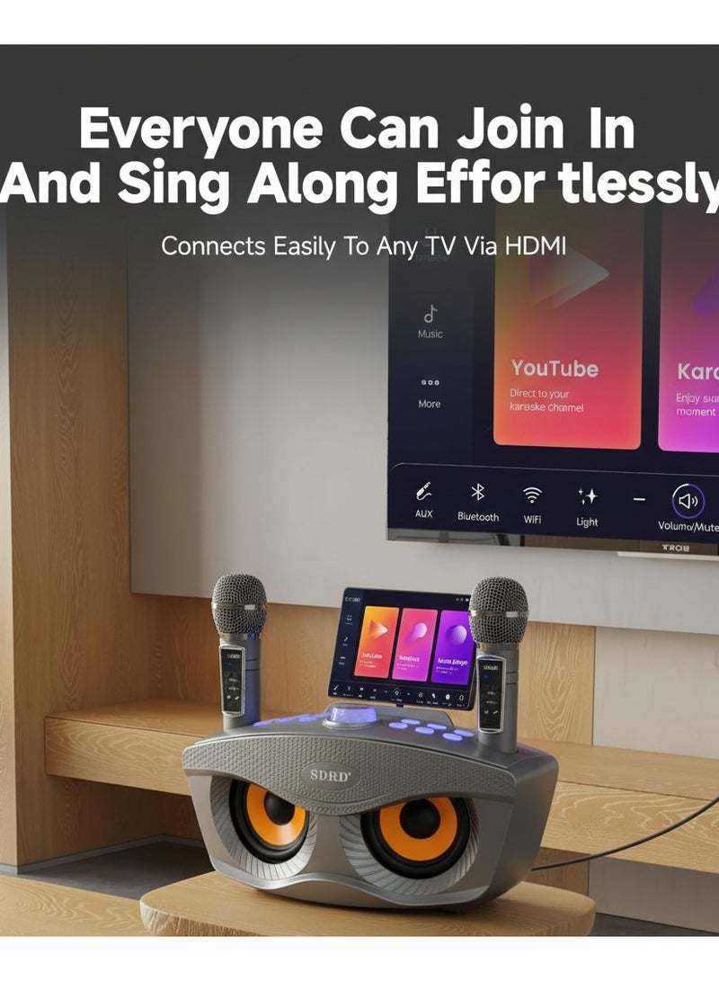 SDRD Karaoke Machine with 2 Wireless Microphones, Portable Karaoke Machine for Adults & Kids,Karaoke Microphone with PA System,Karaoke Speaker Supports for TWS,USB,FM,REC,AUX in,TF Card - Image 5