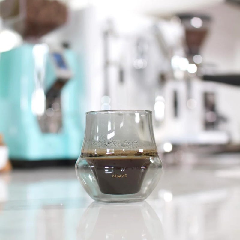 Kruve Dark Propel Espresso Cups, Handmade Double-Walled Glass Coffee Mugs, Clear 2.5 oz, Scientific Design for Better Tasting Coffee (Set of Two) - Unique Glass Coffee Cups with Headspace - Image 3