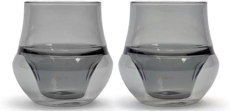 Kruve Dark Propel Espresso Cups, Handmade Double-Walled Glass Coffee Mugs, Clear 2.5 oz, Scientific Design for Better Tasting Coffee (Set of Two) - Unique Glass Coffee Cups with Headspace - Image 1