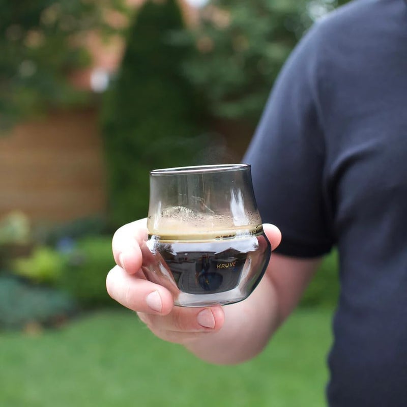 Kruve Dark Propel Espresso Cups, Handmade Double-Walled Glass Coffee Mugs, Clear 2.5 oz, Scientific Design for Better Tasting Coffee (Set of Two) - Unique Glass Coffee Cups with Headspace - Image 5