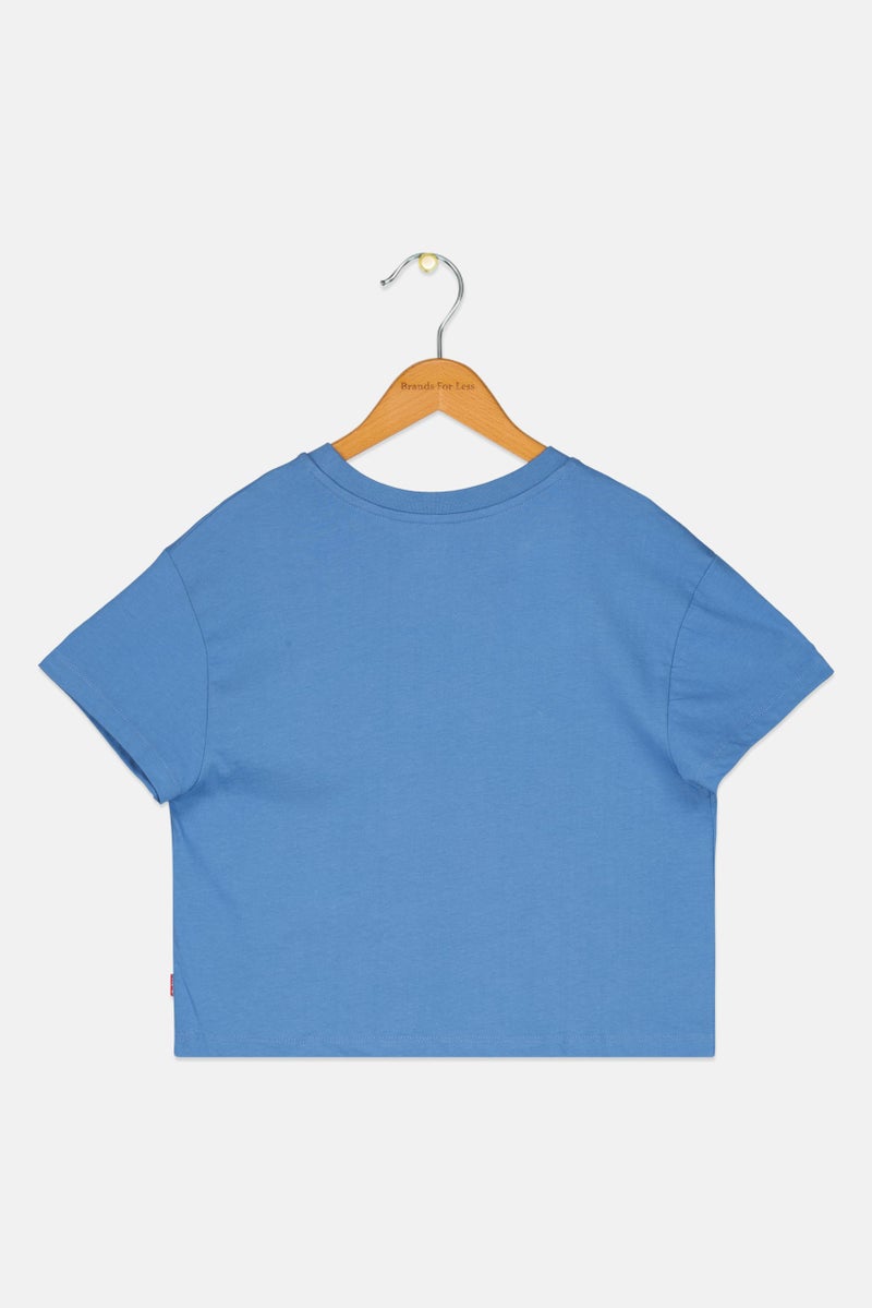 Levi's Kids Girl Round Neck Short Sleeve Graphic Print Top, Light Blue - Image 3