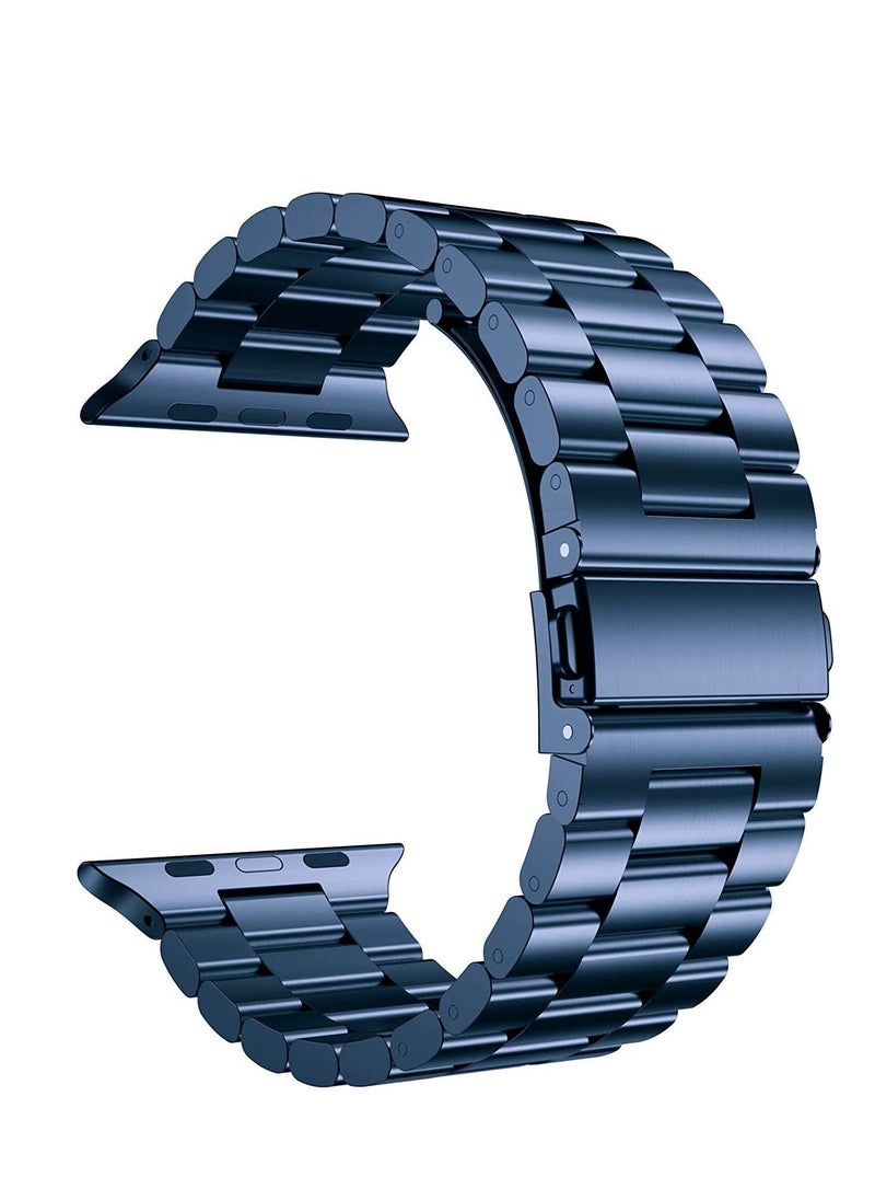49mm 45mm 44mm 42mm Watch Strap for Apple Watch, Compatible with iwatch Strap Series Ultra 8/7/6/SE/5/4/3/2/1, Stainless Steel Replacement Sport Band Metal Adjustable Wristband Belt, Blue - Image 2