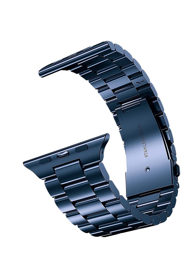 49mm 45mm 44mm 42mm Watch Strap for Apple Watch, Compatible with iwatch Strap Series Ultra 8/7/6/SE/5/4/3/2/1, Stainless Steel Replacement Sport Band Metal Adjustable Wristband Belt, Blue - Image 3