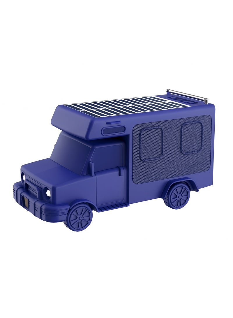 إيفو سبيكر بلوتوث محمول بالطاقة الشمسية EVO P818 – بطارية 1500mAh، قدرة 10 واط، مزود بكشاف، ومدخل AUX وTF Card - لون ازرق - Image 1