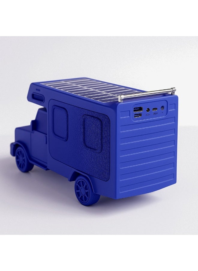 إيفو سبيكر بلوتوث محمول بالطاقة الشمسية EVO P818 – بطارية 1500mAh، قدرة 10 واط، مزود بكشاف، ومدخل AUX وTF Card - لون ازرق - Image 2