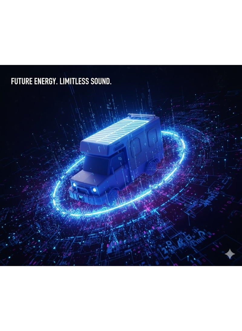 إيفو سبيكر بلوتوث محمول بالطاقة الشمسية EVO P818 – بطارية 1500mAh، قدرة 10 واط، مزود بكشاف، ومدخل AUX وTF Card - لون ازرق - Image 4