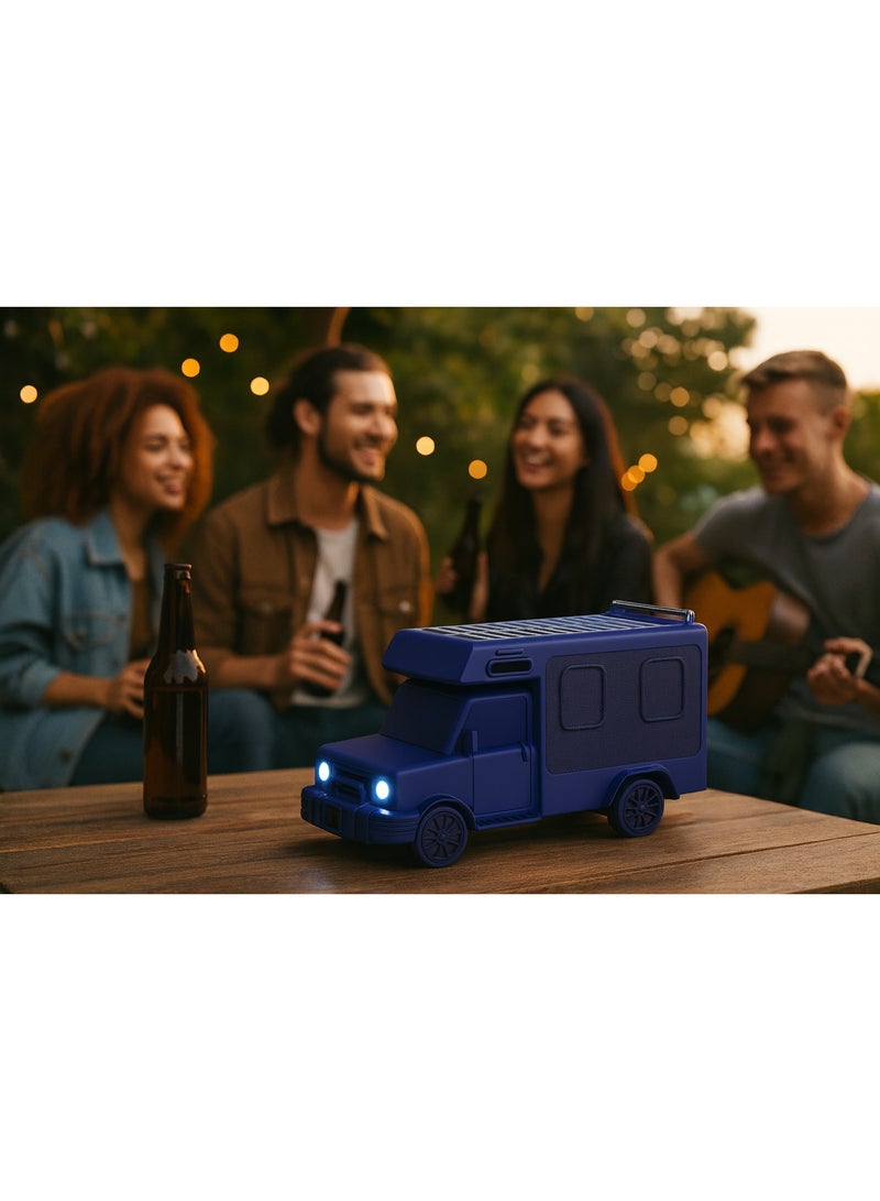 إيفو سبيكر بلوتوث محمول بالطاقة الشمسية EVO P818 – بطارية 1500mAh، قدرة 10 واط، مزود بكشاف، ومدخل AUX وTF Card - لون ازرق - Image 3