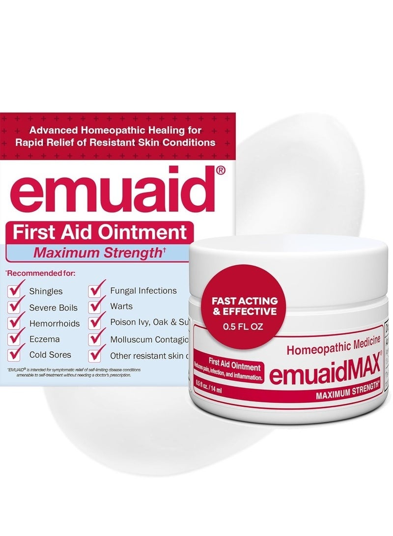 إي إم يو أيد emuaid EMUAIDMAX مرهم لحكة الجلد ، علاج أقصى قوة لقدم الرياضي ، الصدفية ، الحكة ، الطفح الجلدي ، الأكزيما ، القروح الباردة ، البثور ، وعدوى الخميرة 2 أوقية - Image 1
