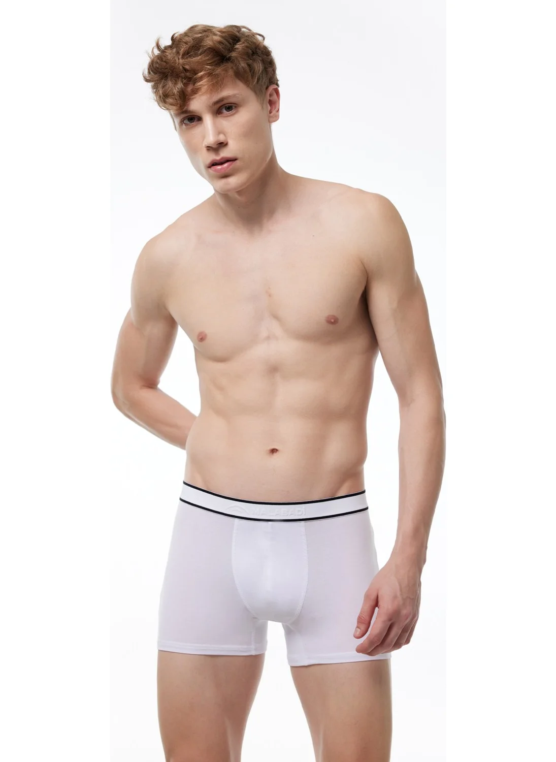 Malabadi Men's White 3 Piece Cotton Elastane Boxer 3M075