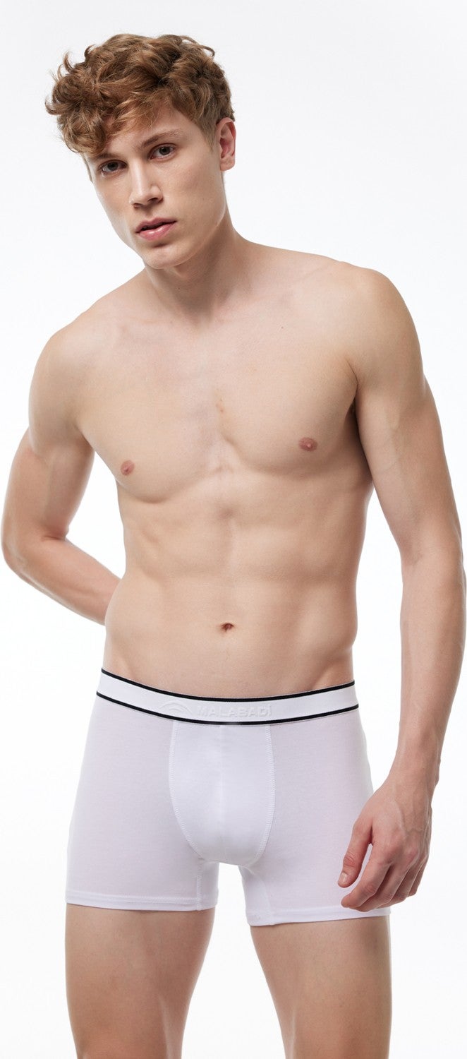 Malabadi Men's White 3 Piece Cotton Elastane Boxer 3M075  - Image 2