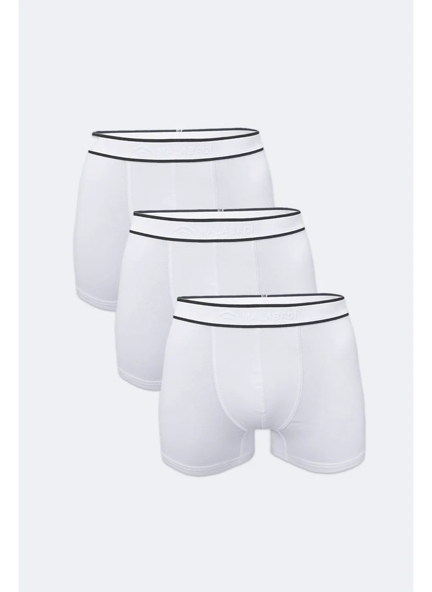 Malabadi Men's White 3 Piece Cotton Elastane Boxer 3M075