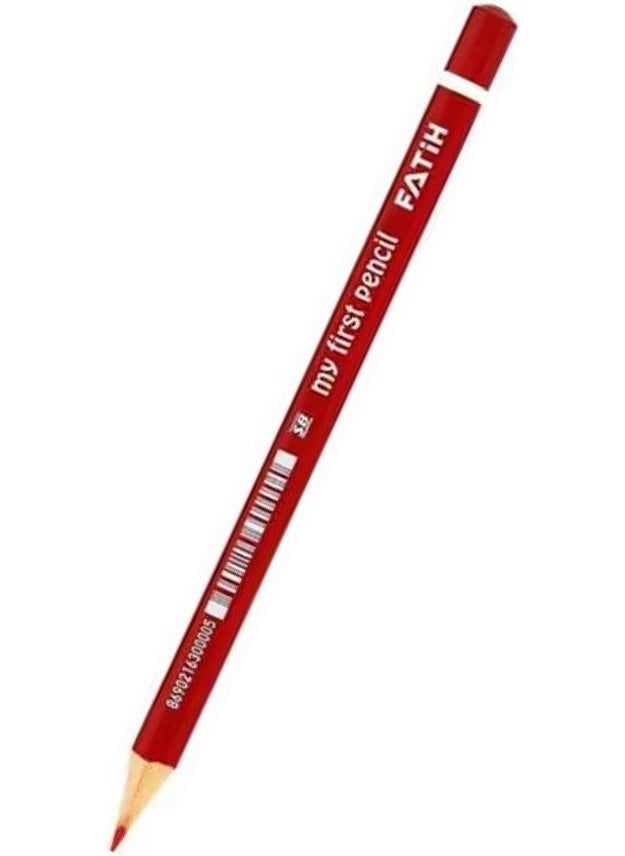 Fatih Jumbo Red Pencil 3 Pieces Red Cap Pencil Triangle Red Color Pencil My First Pencil  - Image 2