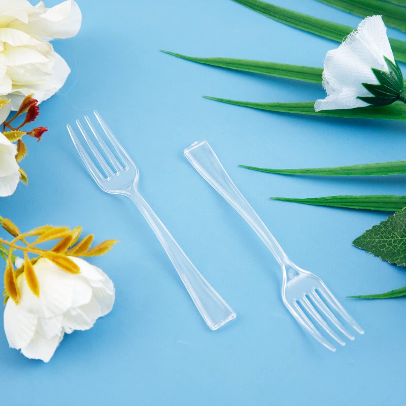 WDF 300 Pieces Clear Plastic Mini Forks 4 Inches Clear Plastic Forks Heavy Duty Plastic Tasting Forks | Appetizer Forks (Clear Forks) - Image 2
