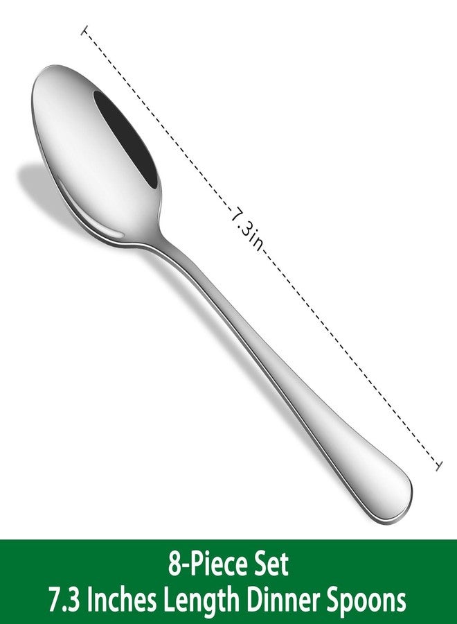 Dehov Dinner Spoon Set,8-Piece 7.3" Soup Spoons,Premium Food Grade Stainless Steel Table Spoon,Durable Metal Tablespoon,Dishwasher Safe Silverware Spoons - Image 2