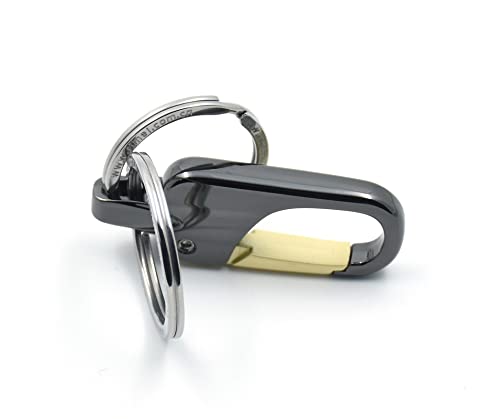 Omuda Stylish Hook Locking Silver Metal Carabiner Double Ring Hook Metal Key Chain for Men & Women - Image 4