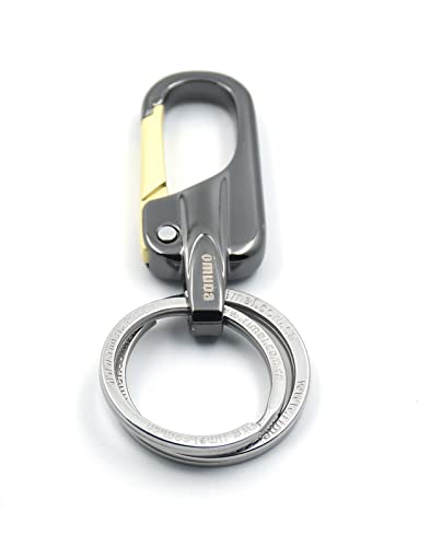 Omuda Stylish Hook Locking Silver Metal Carabiner Double Ring Hook Metal Key Chain for Men & Women - Image 1