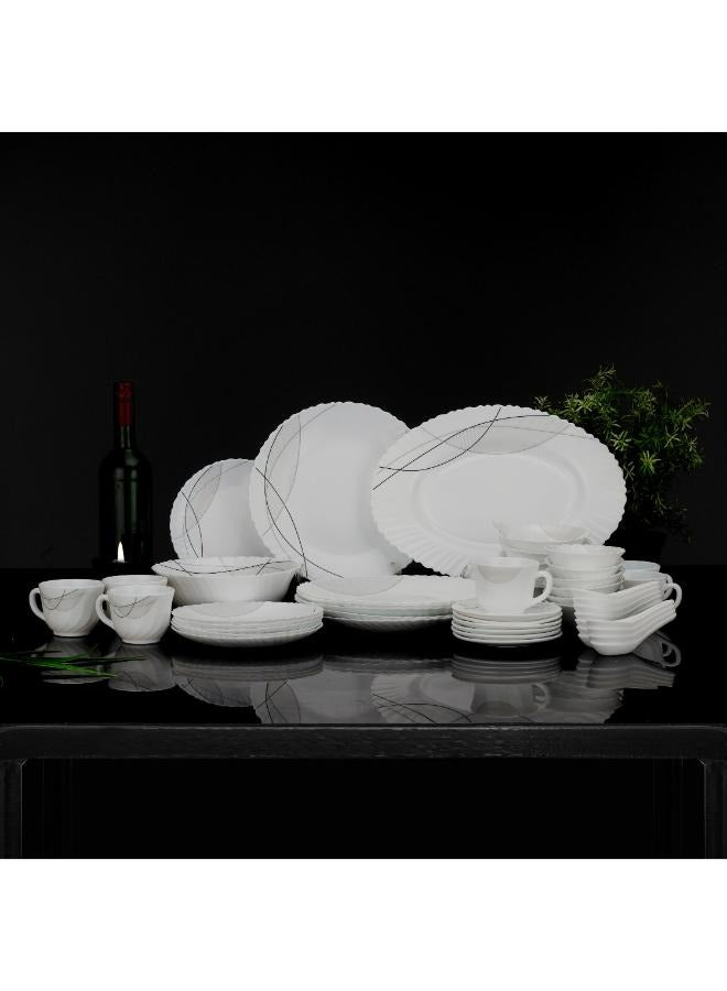 Royalford 50Pcs Opalware Dinner Set, Assorted Design | Lightweight, Beautiful Design Opal Dishes Sets Service for 6, Dish, Dishwasher Safe, Microwave Oven Safe White 10.33kg - Image 1