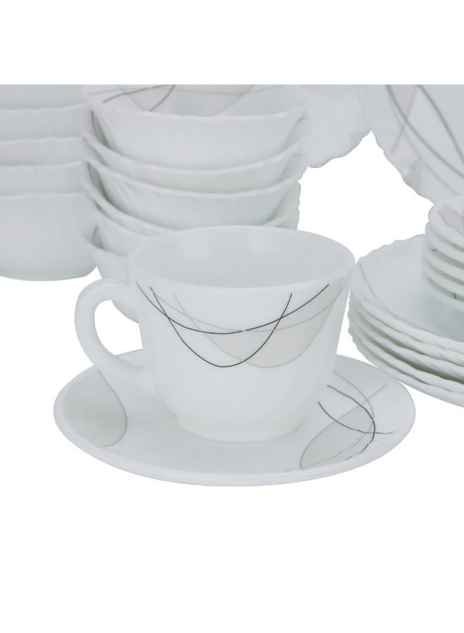 Royalford 50Pcs Opalware Dinner Set, Assorted Design | Lightweight, Beautiful Design Opal Dishes Sets Service for 6, Dish, Dishwasher Safe, Microwave Oven Safe White 10.33kg - Image 5