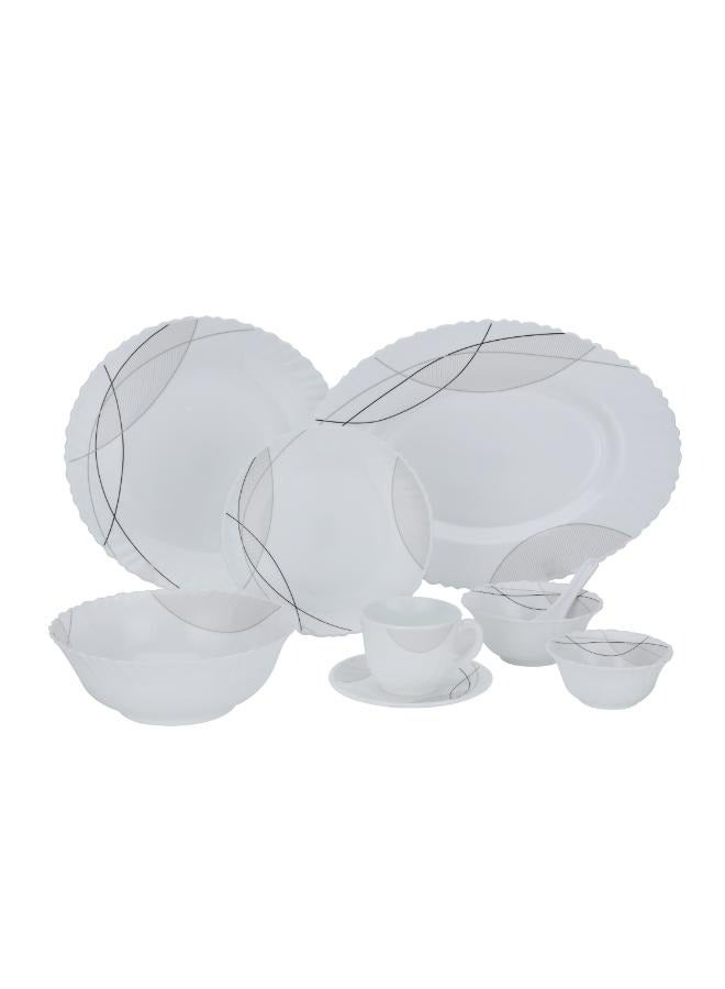 Royalford 50Pcs Opalware Dinner Set, Assorted Design | Lightweight, Beautiful Design Opal Dishes Sets Service for 6, Dish, Dishwasher Safe, Microwave Oven Safe White 10.33kg - Image 2